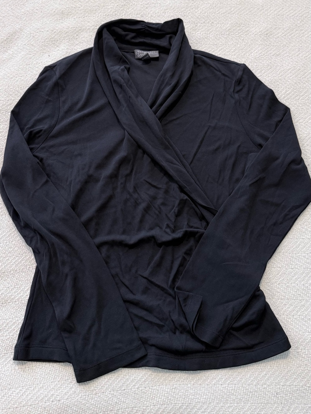 Classiques Entier Black Boutique Wrap-Style Cowl Neck Silk Blouse